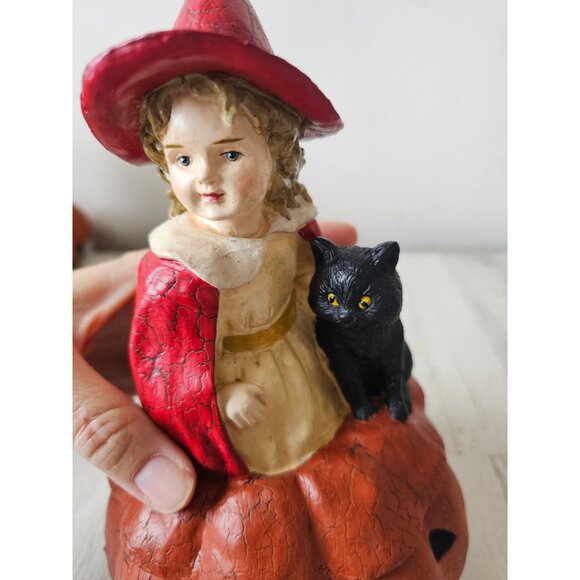 Bethany Lowe pumpkin Red Riding Hood cat Halloween decor jack-o'-lantern figurin - Picture 8 of 10